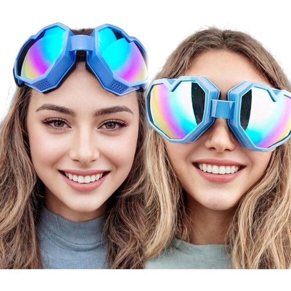 ?Women Blue Heart Shaped Sunglasses Fashion Ski Goggles Oversize Love Glasses main image 5